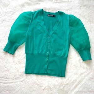 Light Green Stretchy Bell Sleeve Blouse